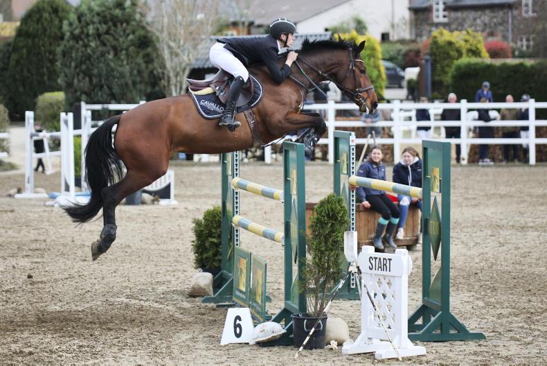Cathal Daniels and EMS Adelaide, winners of the 2023 TRM Showjumpers Club Spring Tour Grand Prix supported by MSK Equestrian Sand at Barnadown \ Laurence Dunne jumpinaction.net